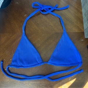 Kulani Kinis Blue Ribbed Tie Bikini Top